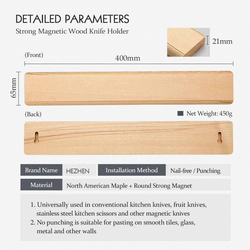 Magnetic Wood Knife Holder
